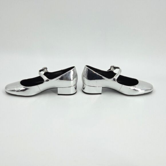 Steve Madden Cyndie Mary Janes Womens Size 8.5 Patent Silver Metallic Academia - Picture 4 of 10